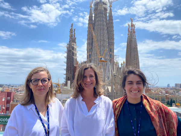 Three members of the ZRC project team at the final conference lunch, overlooking the Sagrada Familia